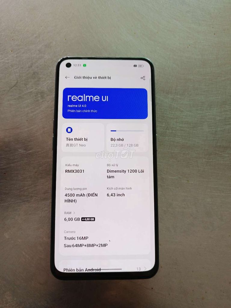 Realme GT Neo 128GB Xanh. Mua bán Điện thoại tại Thành phố Thủ Dầu Một Bình Dương được đăng bởi Panther hình 1