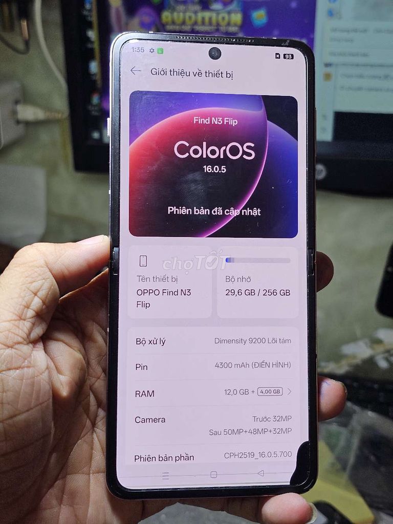 OPPO Find N3 Flip 12GB/256GB VN zin toàn bộ giá rẻ. Mua bán Điện thoại tại Quận 8 Tp Hồ Chí Minh được đăng bởi Thiên Hòa mobile  hình 1