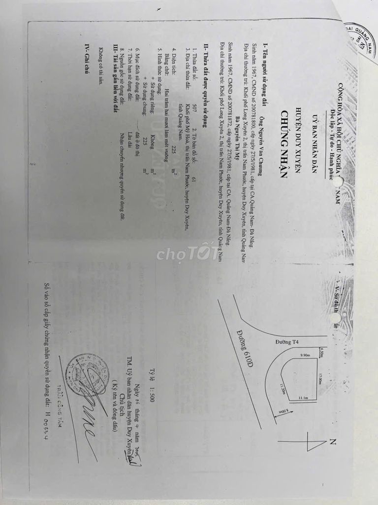 Cần bán Trương Chí Cương, Thị trấn Nam Phước, Huyện Duy Xuyên, Quảng Nam Huyện Duy Xuyên Quảng Nam