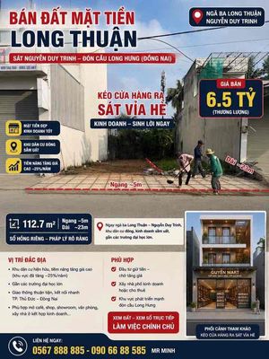 bán đất măth tiền gần nguyễn duy trinh
