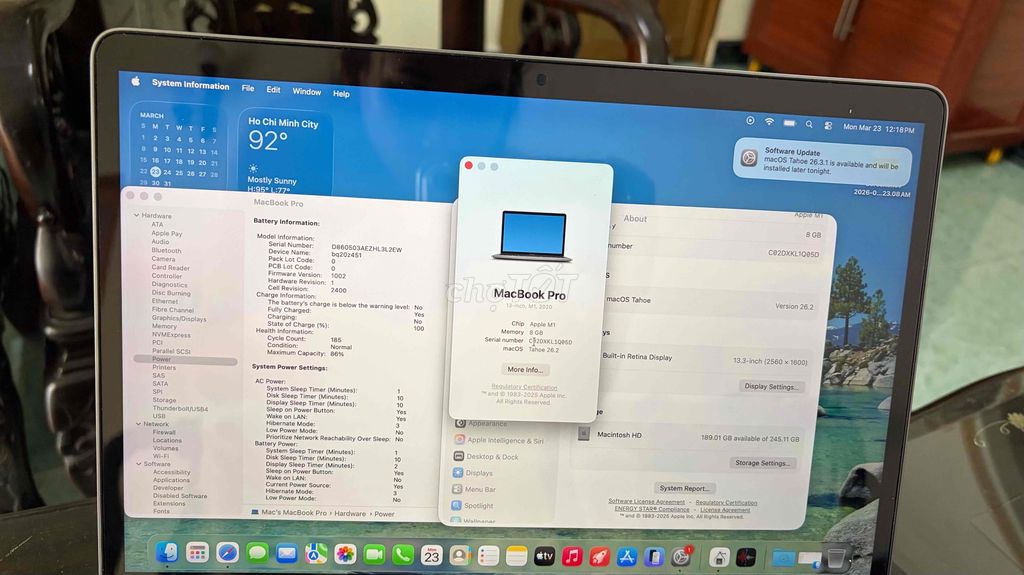 Macbook pro 13inch M1/8/256gb+sạc. Mua bán Laptop tại Thành phố Thủ Dầu Một Bình Dương được đăng bởi Phạm Bảo Ngọc hình 1