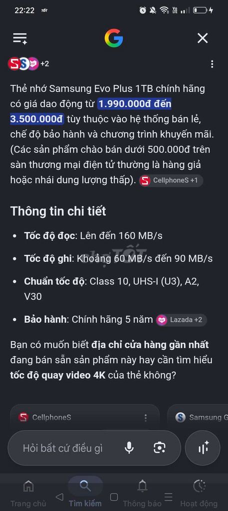 Thẻ nhớ Samsung Evo Plus 1TB. Mua bán Phụ kiện (Màn hình, Chuột...) tại Huyện Gia Lộc Hải Dương được đăng bởi Khải Anh Trần hình 1