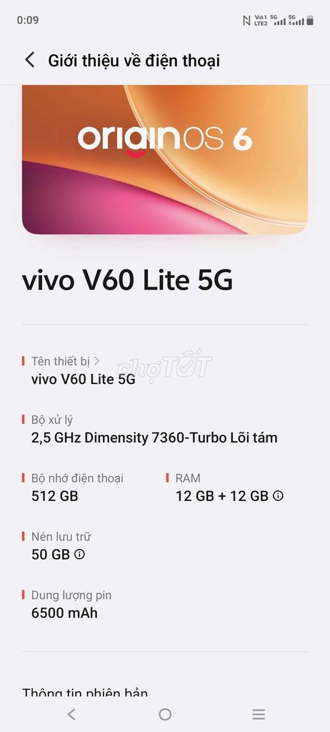 Vivo V60 Lite 5G 512GB Xanh. Mua bán Điện thoại tại Quận 12 Tp Hồ Chí Minh được đăng bởi Nhân hình 1