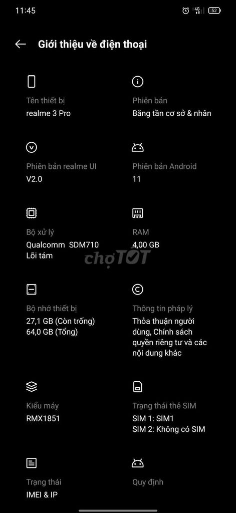 Realme 3 Pro 64GB Xanh tím. Mua bán Điện thoại tại Thành phố Thủ Đức Tp Hồ Chí Minh được đăng bởi Tien Vo hình 1