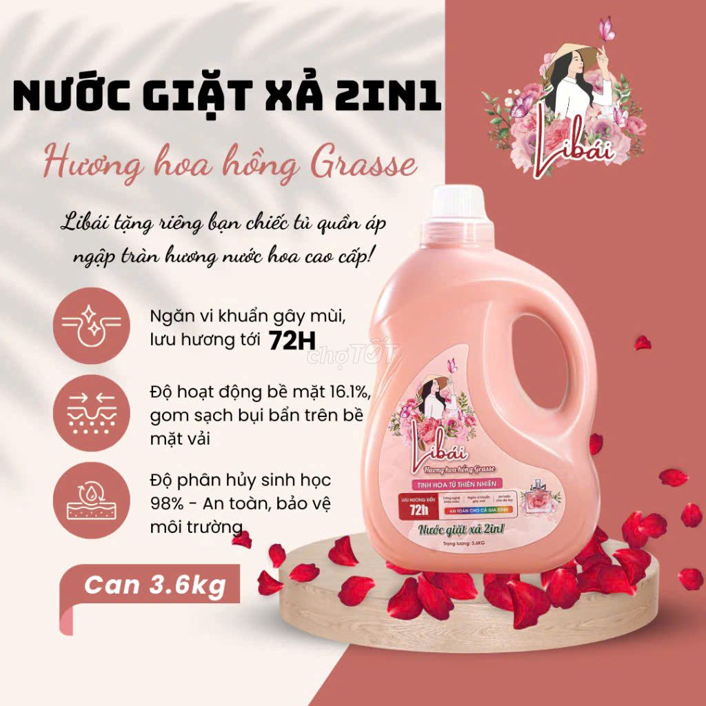 Nước giặt xả Libái Hương hoa hồng Grasse. Mua bán Thiết bị vệ sinh, nhà tắm tại Quận Nam Từ Liêm Hà Nội được đăng bởi Cẩm Nguyễn hình 1