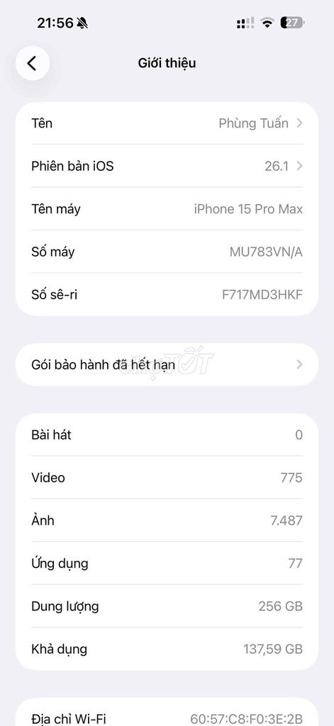Apple iPhone 15 Pro Max 256GB Bạc. Mua bán Điện thoại tại Quận Hà Đông Hà Nội được đăng bởi Tuấn hình 1