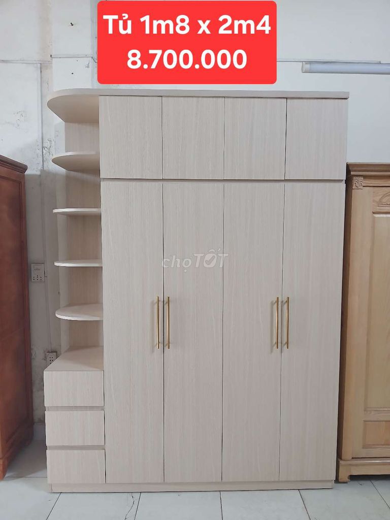 Tủ quần áo Gỗ MFC Vàng nhạt 1m8x2m4. Mua bán Tủ, kệ gia đình tại Thành phố Buôn Ma Thuột Đắk Lắk được đăng bởi NỘI THẤT BUÔN MA THUỘT hình 1