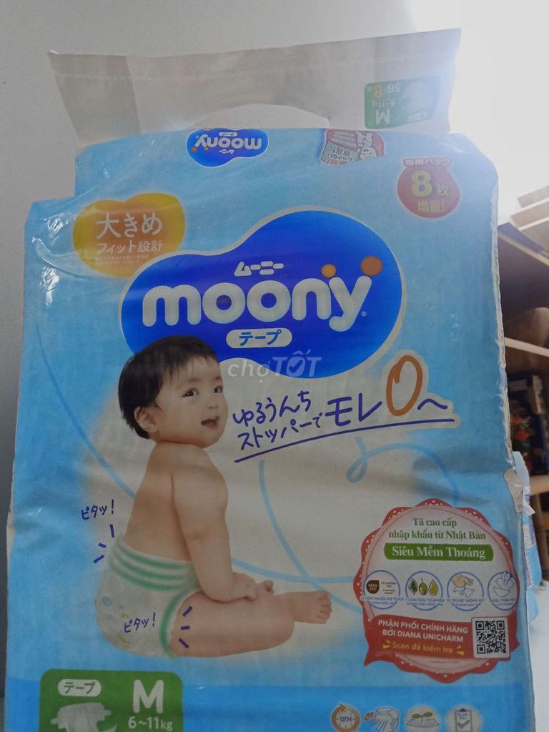 Thanh lý tã dán Moony size M (6-11kg)