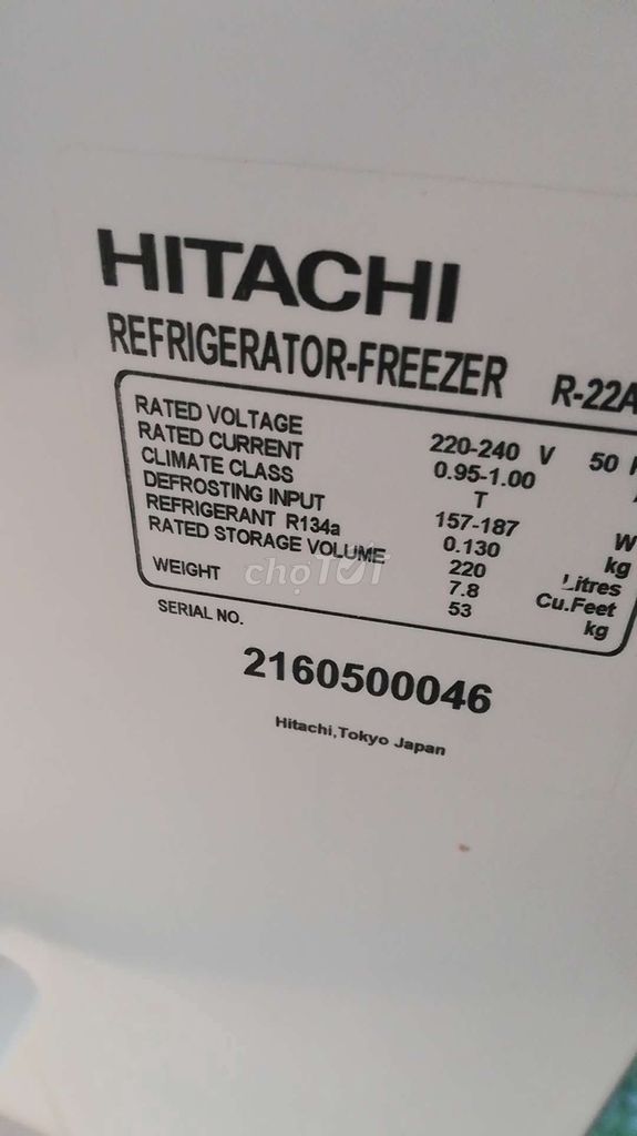 0961190836 - Tủ lạnh Hitachi 220lít.zin chạy lạnh tốt. Bh 6 th