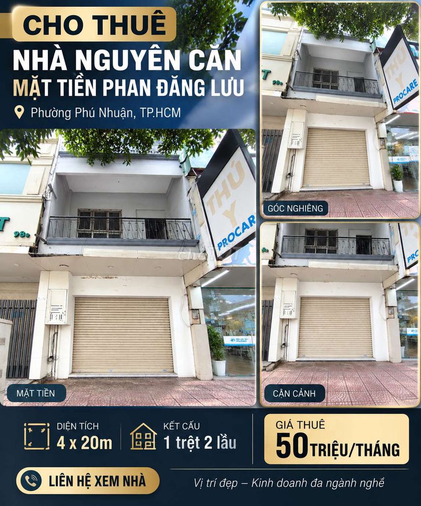 Cho thuê nha mặt tiền Phan Đăng Lưu, quận Phú Nhuận