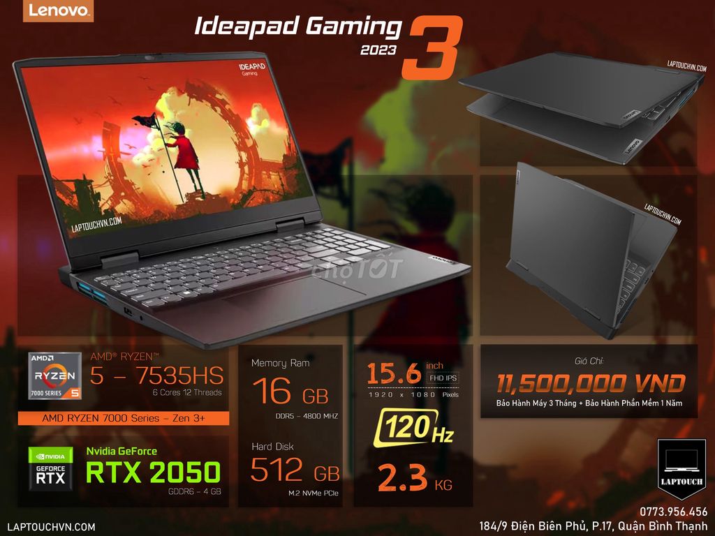 Lenovo Ideapad Gaming 3 15ARH7 2023. Mua bán Laptop tại Quận Bình Thạnh Tp Hồ Chí Minh được đăng bởi Cửa Hàng Máy Tính Laptouch VN hình 1