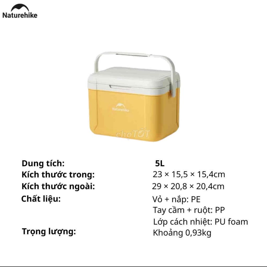 Thùng đá Naturehike 5L Vàng. Mua bán Dụng cụ nhà bếp tại Quận Bình Thạnh Tp Hồ Chí Minh được đăng bởi Thuan An hình 1