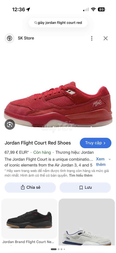 Giày thể thao Jordan Flight Court Đỏ. Mua bán Giày dép tại Huyện Thuỷ Nguyên Hải Phòng được đăng bởi Cát Thành Nguyễn hình 1
