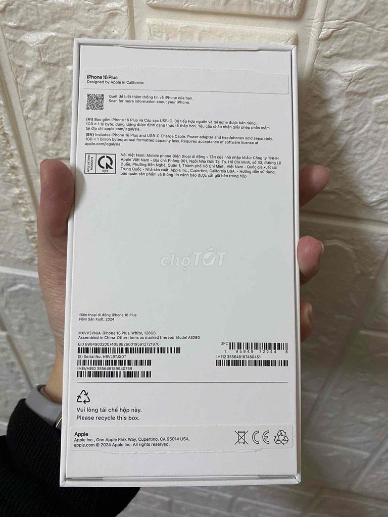 cần bán ip 16plus mới mua trong apple store