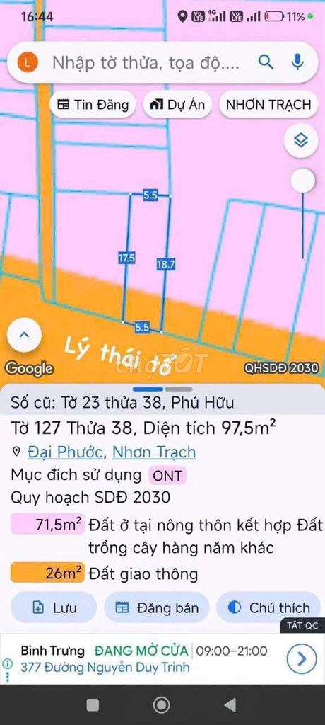Bán nhà mặt tiền đường Lý Thái Tổ, Xã Đại Phước, Đồng Nai - 97.5m2