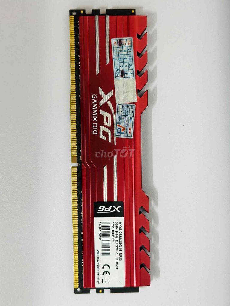 RAM XPG GAMMIX D10 DDR4 8GB 2666MHz Đỏ. Mua bán Linh kiện (RAM, Card...) tại Huyện Thanh Oai Hà Nội được đăng bởi Hồng Hải hình 1