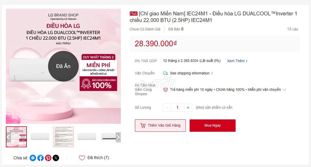 BÁN MÁY LẠNH LG 2,5HP INVERTER 1 CHIỀU - MỚI 100%. Mua bán Máy lạnh, điều hoà tại Quận 3 Tp Hồ Chí Minh được đăng bởi My Tôn hình 1