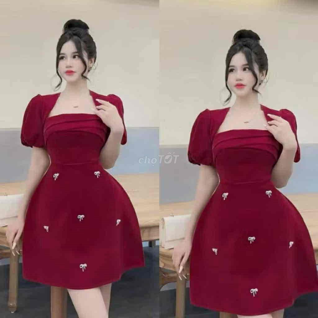 Đầm Nhung Nữ Đỏ đô. Mua bán Quần áo tại Huyện Cai Lậy Tiền Giang được đăng bởi Ngọc Tuyền Store hình 1