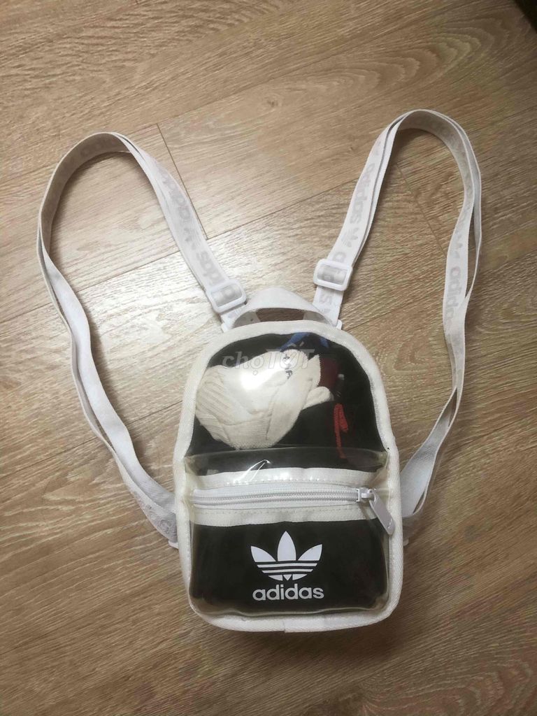 Balo mini Adidas trong suốt sz 15x20cm độ mới cao