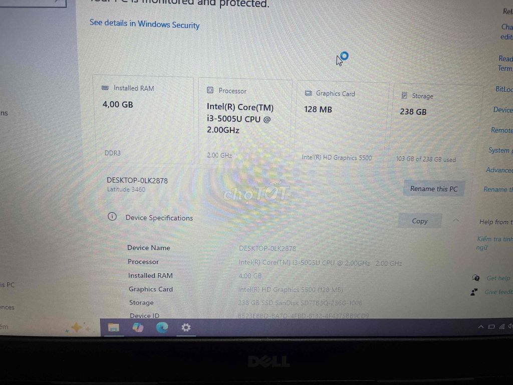 Dell Latitude 3460 i3-5005U 4GB/238GB. Mua bán Laptop tại Thành phố Việt Trì Phú Thọ được đăng bởi Hieuanhvt hình 1