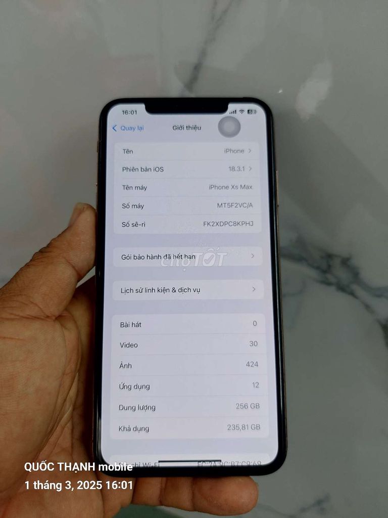 IPHONE XSM 256GB,mian zin,màn GX