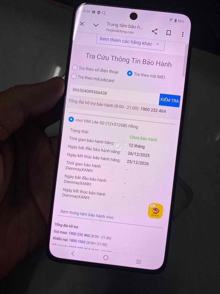 Vivo V60 lite 5G ram12/512 BH 12/2026 TGDD đẹpkeng. Mua bán Điện thoại tại Quận 8 Tp Hồ Chí Minh được đăng bởi Thanh Tâm Mobile hình 1