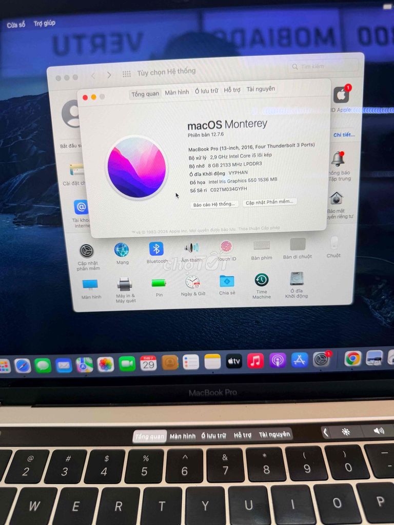 Apple Macbook Pro 2016 Xám. Mua bán Laptop tại Quận Hải Châu Đà Nẵng được đăng bởi Hoang Vy hình 1