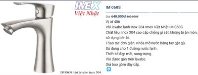 Vòi lavabo lạnh Inox 304 Imex Việt Nhật IM 060S