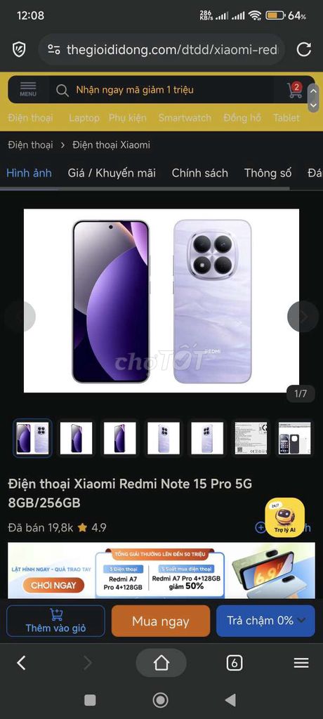 Xiaomi Redmi Note 15 Pro 5G 256GB Tím. Mua bán Điện thoại tại Huyện Hòa Thành Tây Ninh được đăng bởi Thành Phương hình 1