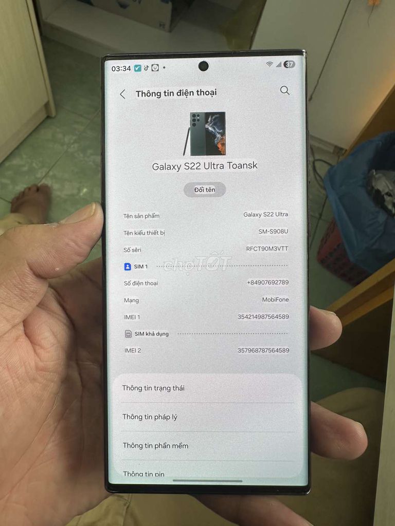 Samsung Galaxy S22 Ultra 128GB Đen. Mua bán Điện thoại tại Quận 12 Tp Hồ Chí Minh được đăng bởi Toàn hình 1
