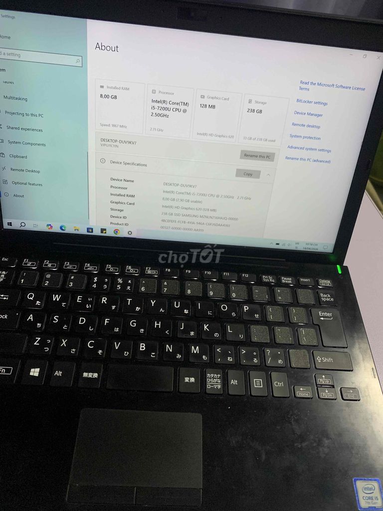 Laptop Vaio i5 8GB/238GB Đen. Mua bán Laptop tại Huyện Hoài Đức Hà Nội được đăng bởi Phung Trang hình 1