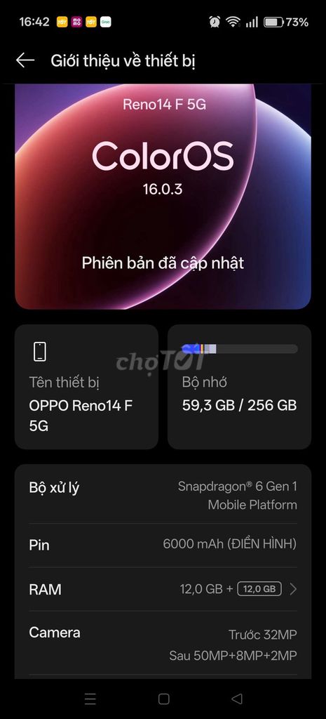 OPPO Reno14 F 5G 256GB gl. Mua bán Điện thoại tại Quận 12 Tp Hồ Chí Minh được đăng bởi Duy tường  hình 1