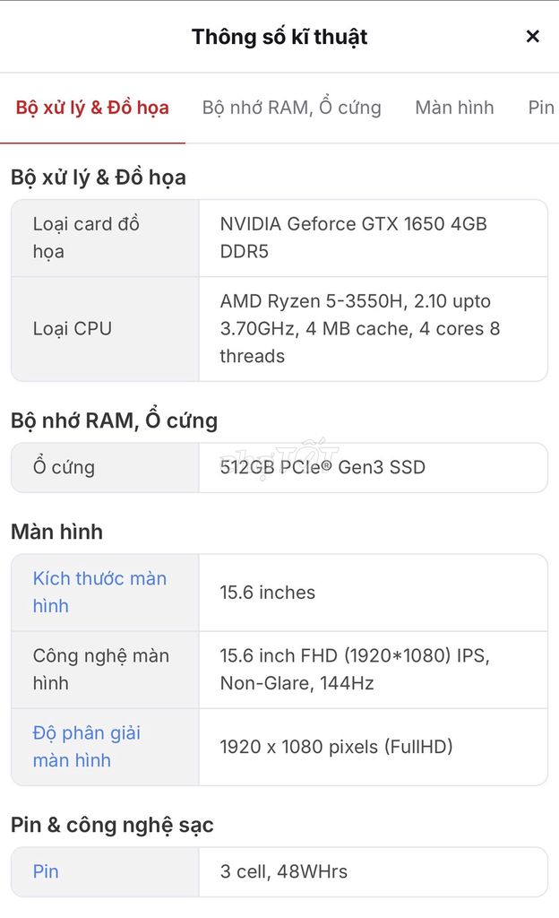 ASUS FX505D AMD Ryzen 5-3550H 15.6 inch 512GB. Mua bán Laptop tại Huyện Nông Cống Thanh Hóa được đăng bởi Tên chưa cung cấp hình 1