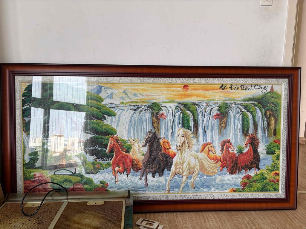 Tranh thêu Mã đáo thành công gỗ 1m5x1m8 đẹp. Mua bán Đồ sưu tầm, đồ cổ tại Huyện Bình Chánh Tp Hồ Chí Minh được đăng bởi Sinh1994 hình 1