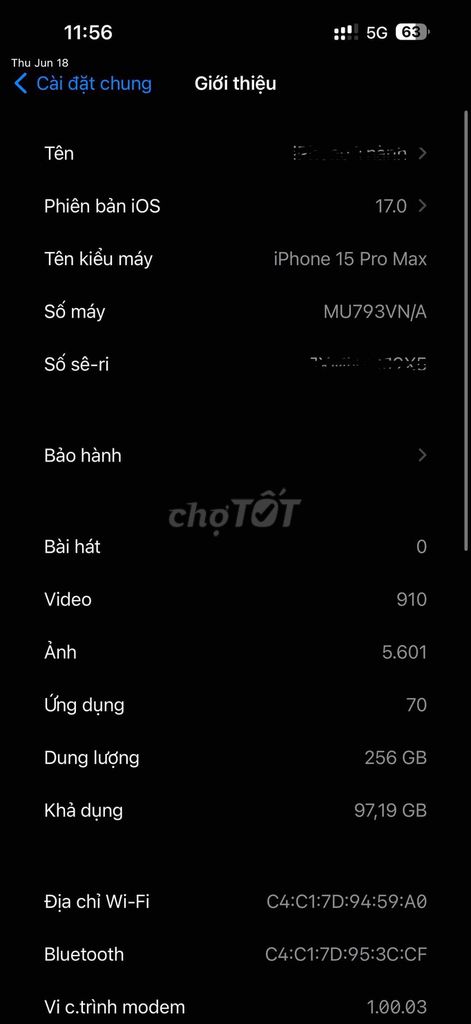 Apple iPhone 15 Pro Max 256GB Tự nhiên. Mua bán Điện thoại tại Quận Hoàng Mai Hà Nội được đăng bởi Đoàn đình thành hình 1
