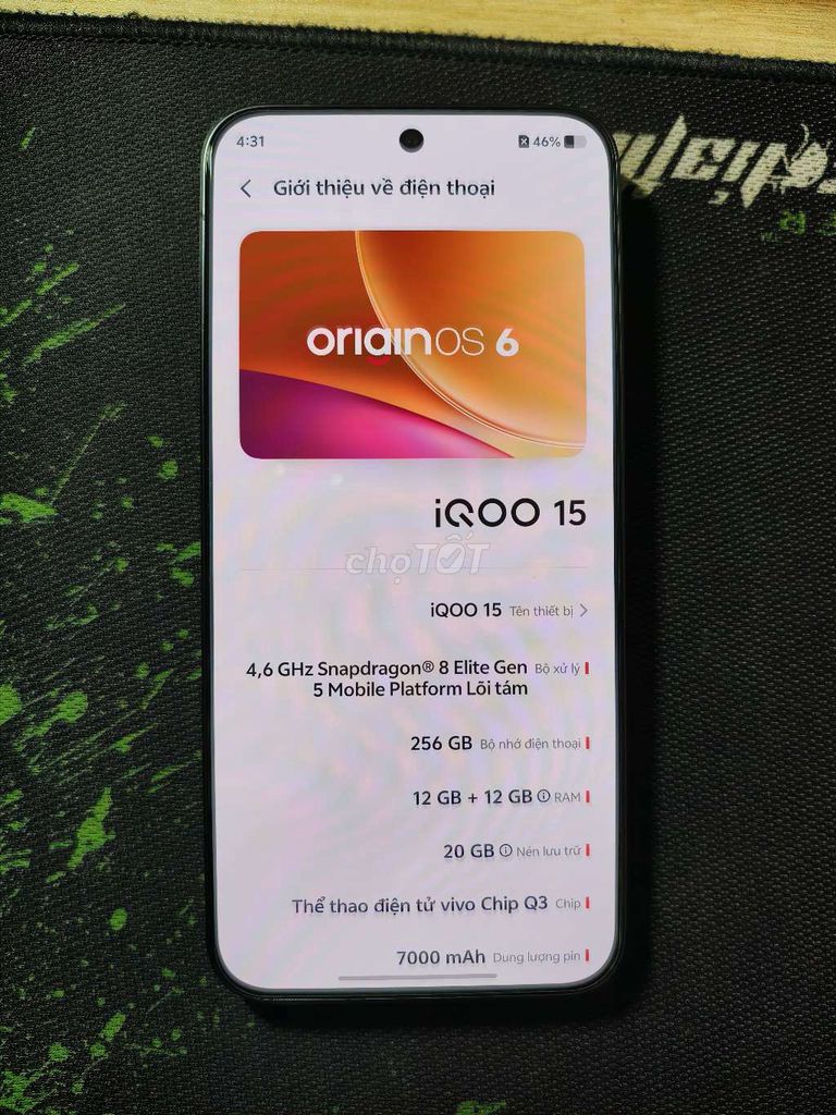 iQOO iQOO 15 Xám 12GB/256GB Snapdragon 8 Elite Gen. Mua bán Điện thoại tại Thành phố Thái Bình Thái Bình được đăng bởi Soldier hình 1