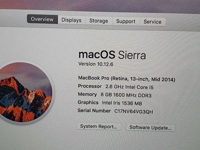 Macbook pro retina 2014 MGP,K9 i5 2.6g 8g 128g