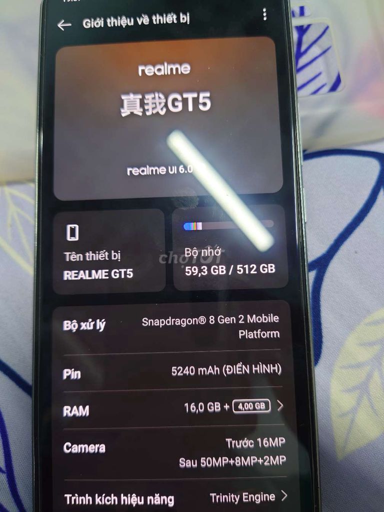 Realme Gt5 16/512 gb 99% chỉ vs sạc 30w máy có gl. Mua bán Điện thoại tại Huyện Cái Bè Tiền Giang được đăng bởi ryan tran hình 1
