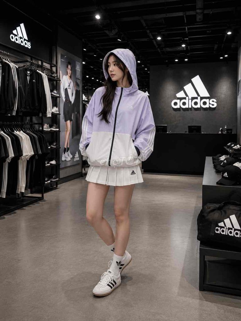 Áo khoác Adidas Nữ Vải mỏng mát Tím Trắng. Mua bán Quần áo tại Huyện Đức Trọng Lâm Đồng được đăng bởi Black 2hand  hình 1