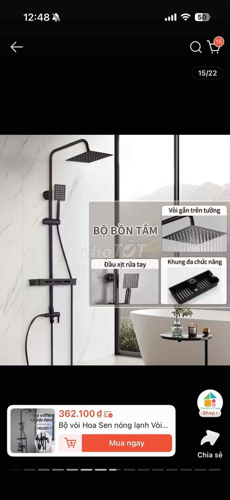 Bộ vòi sen tắm Kim loại Đen Nóng lạnh. Mua bán Thiết bị vệ sinh, nhà tắm tại Quận 12 Tp Hồ Chí Minh được đăng bởi Huỳnh Kim Hân hình 1