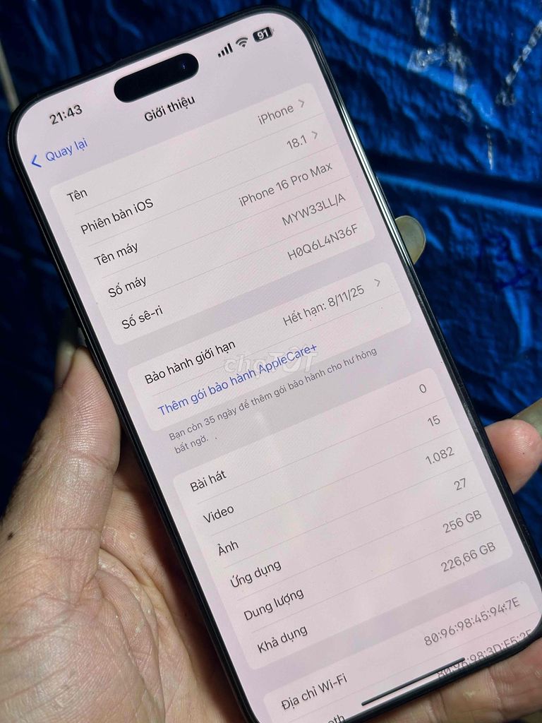IPhone 16 prm 256gb 99% lock nhận gl trao đổi