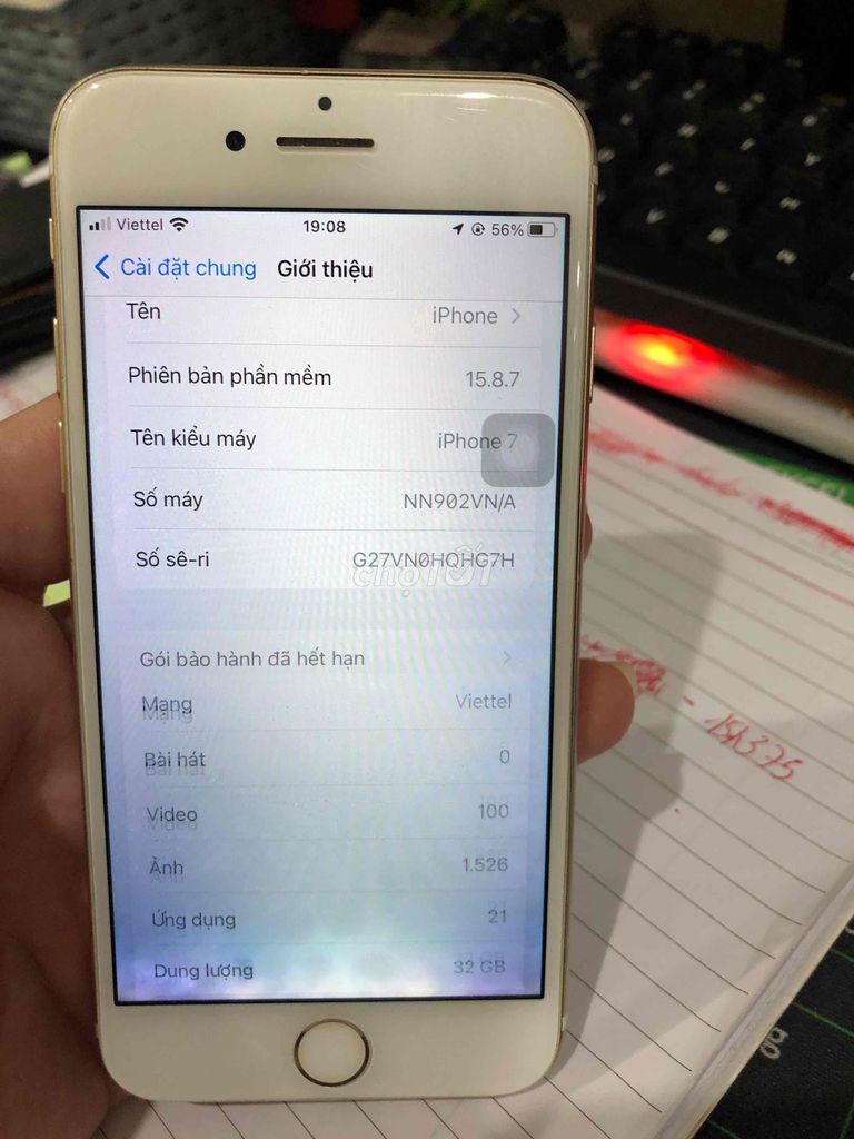 Apple iPhone 7 32GB Vàng. Mua bán Điện thoại tại Quận Cầu Giấy Hà Nội được đăng bởi Chuyền Ốc hình 1
