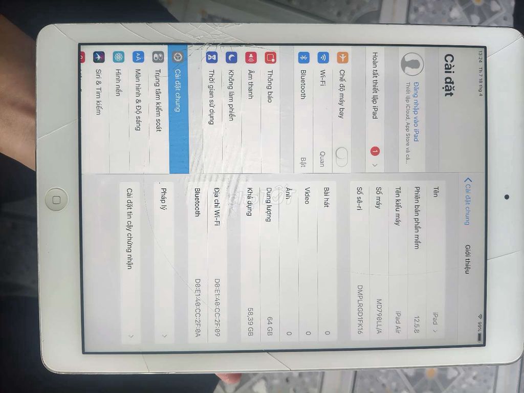 Apple iPad Air 64GB Bạc Đã sử dụng. Mua bán Máy tính bảng tại Quận 12 Tp Hồ Chí Minh được đăng bởi trung hình 1