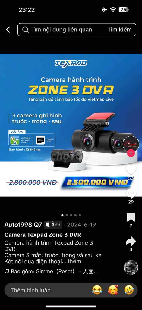 camera hành trình 3 mắt 99% đẹp như mới