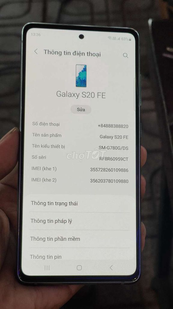 S20fe 8/256 cty 2 sim zin full cn màn zin đẹp 3tr3
