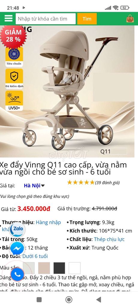 Xe đẩy Vinng Q11 Kem Thép chịu lực. Mua bán Mẹ và bé tại Quận Tân Bình Tp Hồ Chí Minh được đăng bởi vân hình 1