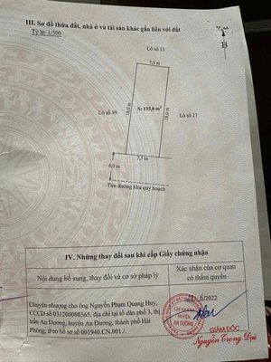 Đất 135m2 ngang 7,5m MT đường 12m Tân Tiến, An Dương giá 2,85 tỷ. Mua bán đất tại Huyện An Dương Hải Phòng được đăng bởi Nguyễn Văn Thành