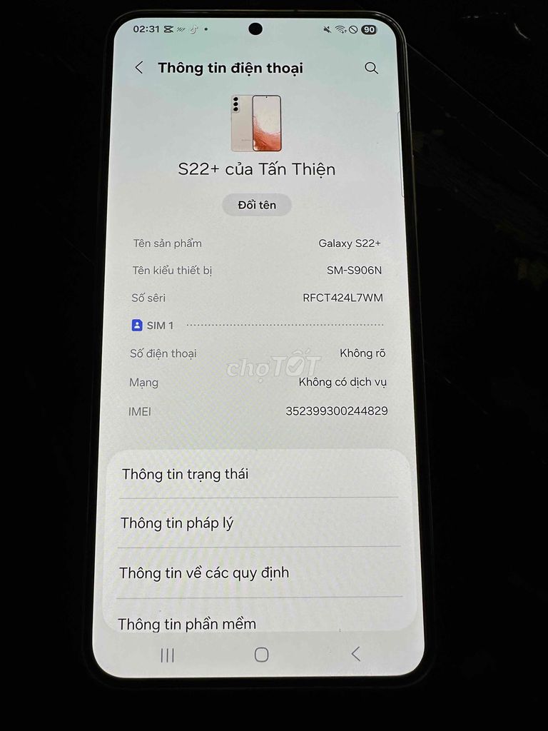 Samsung Galaxy S22+ Hồng 99% mới. Mua bán Điện thoại tại Quận 12 Tp Hồ Chí Minh được đăng bởi Nguyen tan thien hình 1