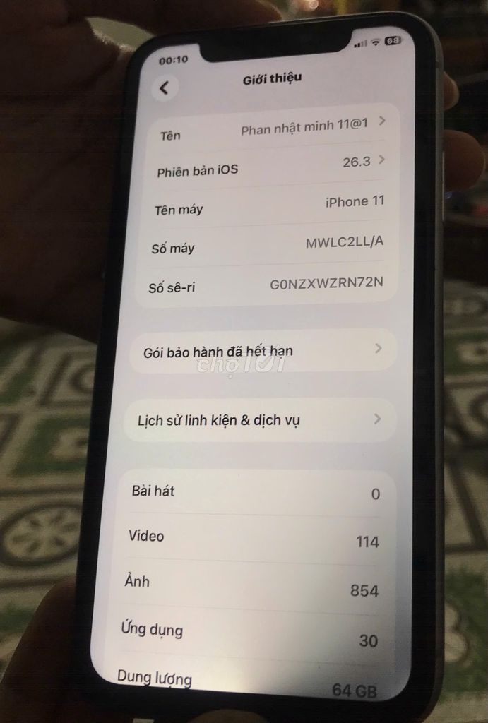 Apple iPhone 11 64GB tím Đã dùng. Mua bán Điện thoại tại Huyện Na Rì Bắc Kạn được đăng bởi Khoiu Nam hình 1