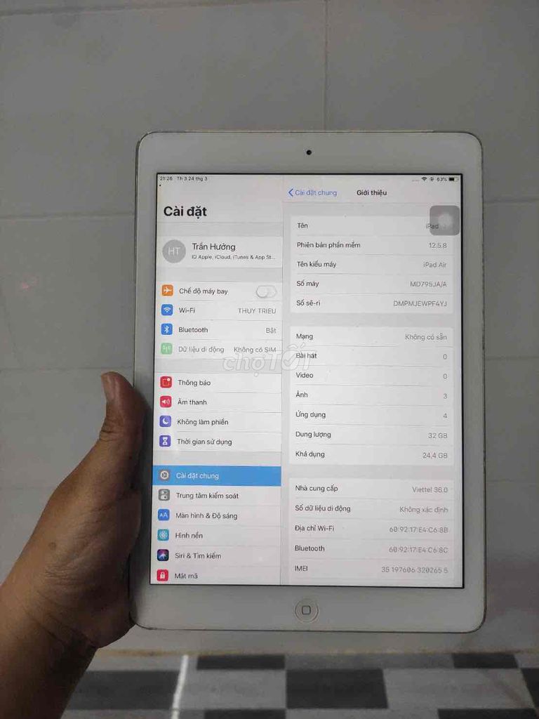Apple iPad Air 32GB Bạc. Mua bán Máy tính bảng tại Huyện Trần Văn Thời Cà Mau được đăng bởi Hưởng hình 1